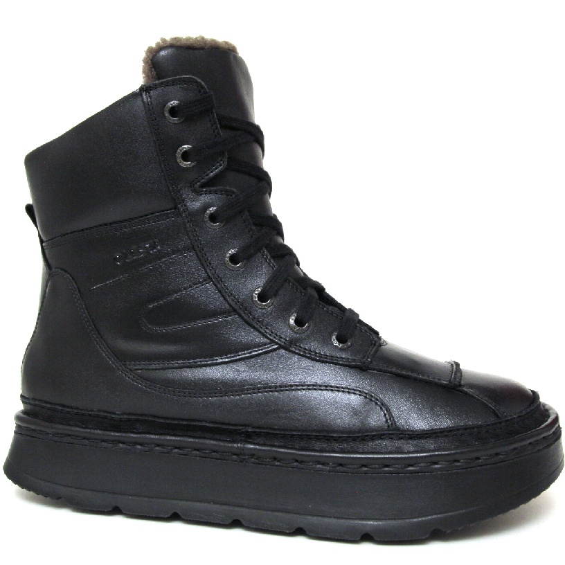 Ботинки Lesta X073-6209-W-1036-3 кожа-шерсть чёрные
